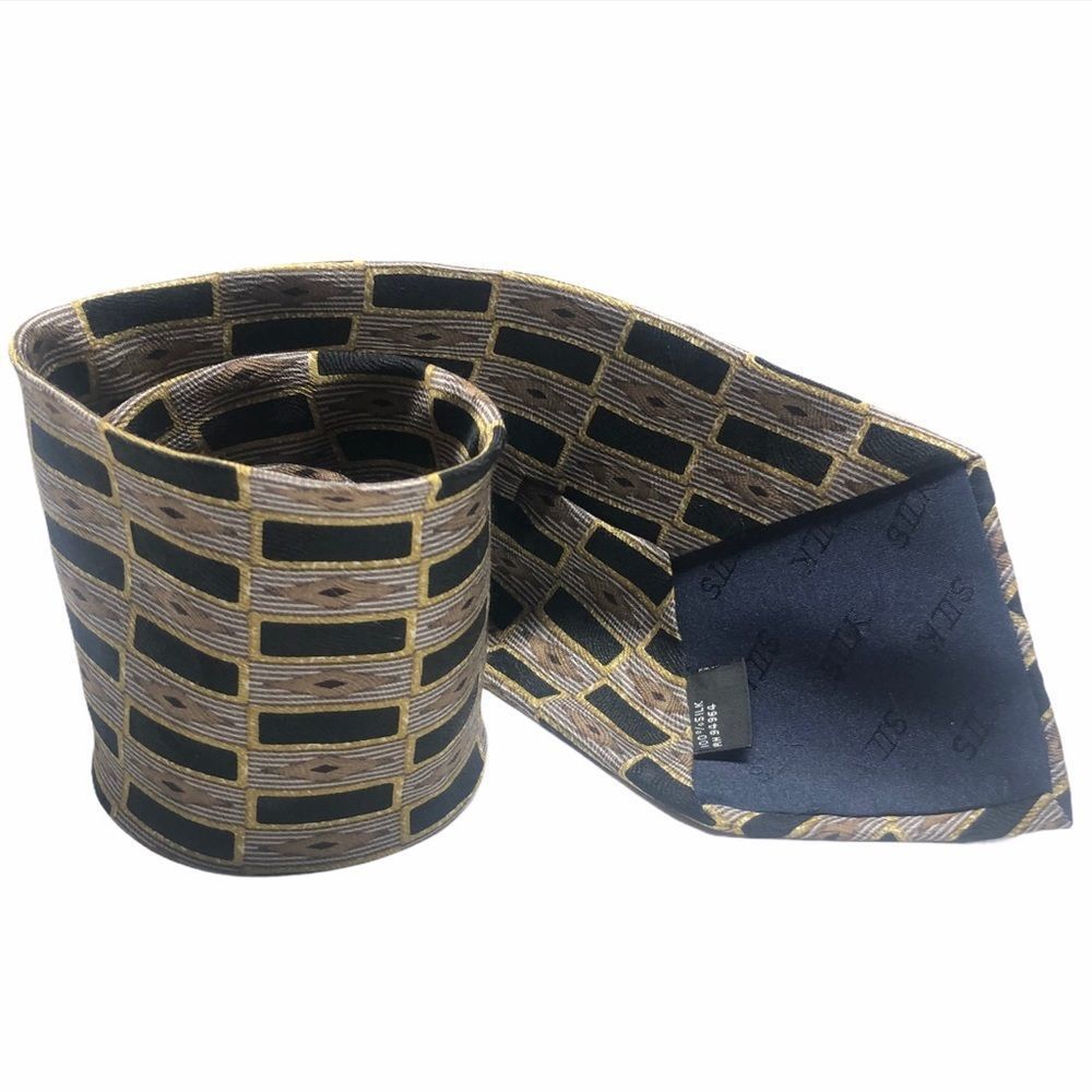 Stanley Blacker Silk Geometric Gold Men’s Tie